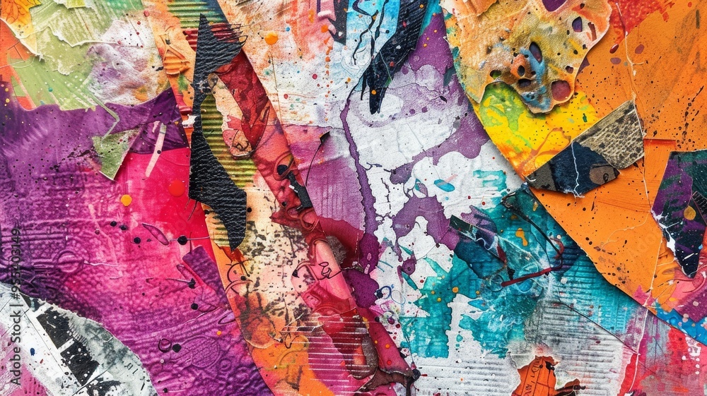 Obraz premium Abstract Collage of Vibrant Colors and Textures