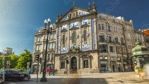 View of the Almeida Garret Square with Congregados Church timelapse hyperlapse. photo