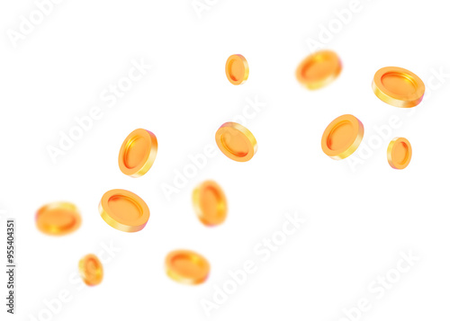Falling gold coins for casino, business, winnings, jackpot.  3D vector illustration