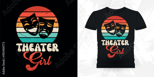 Theater Girl Funny Theater Director Retro Vintage Theater T-shirt Design