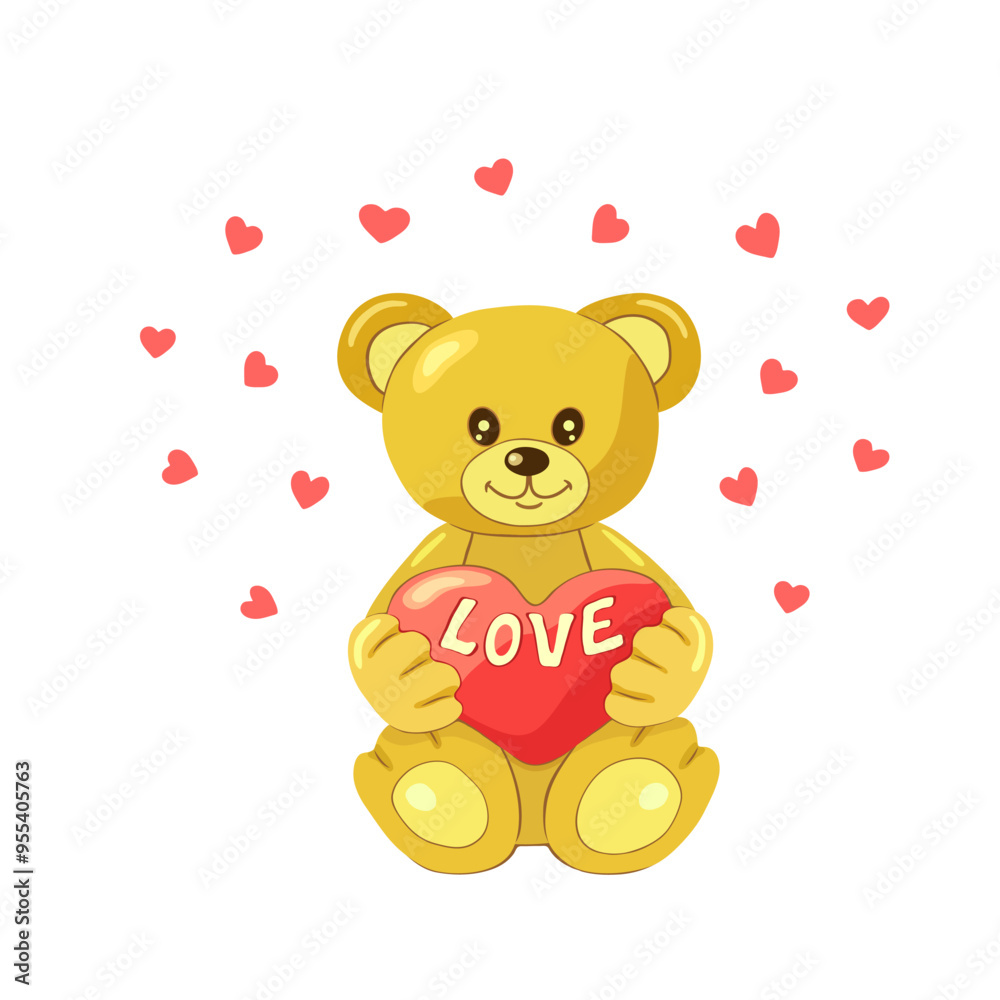 Obraz premium A cute light brown teddy bear with a heart that says 
