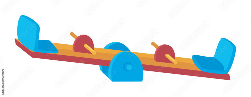 Obraz premium Colorful blue and orange playground seesaw flat vector illustration perfect for children s recreational activities and outdoor play equipment