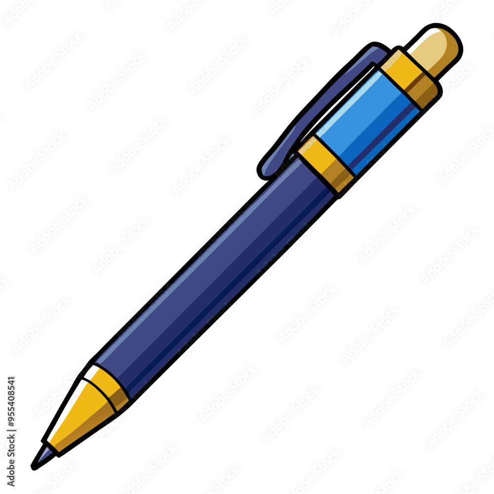 Ballpoint Pen Vector Illustration on White Background Ballpoint Pen Vector Illustration on White Background