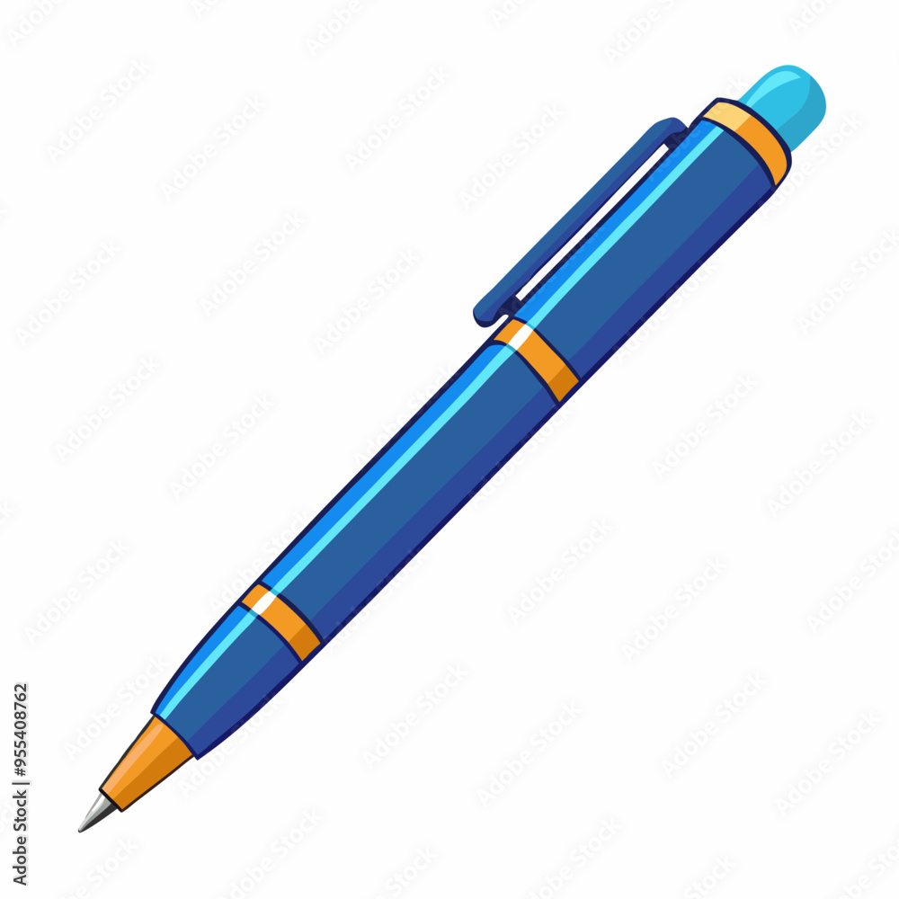 Ballpoint Pen Vector Illustration on White Background Ballpoint Pen Vector Illustration on White Background