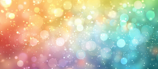 Abstract bright bokeh banner background with green, blue, white, gold, red colors