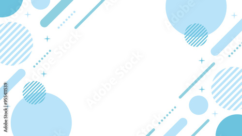 幾何学　スタイリッシュ　水玉とキラキラ　水色　フレーム