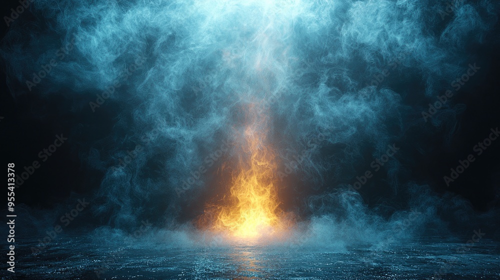 Background of an empty room with smoke and neon light. Dark abstract background Background of an empty room with smoke and neon light. Dark abstract background