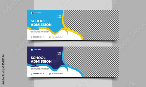 School admission Social media cover template.