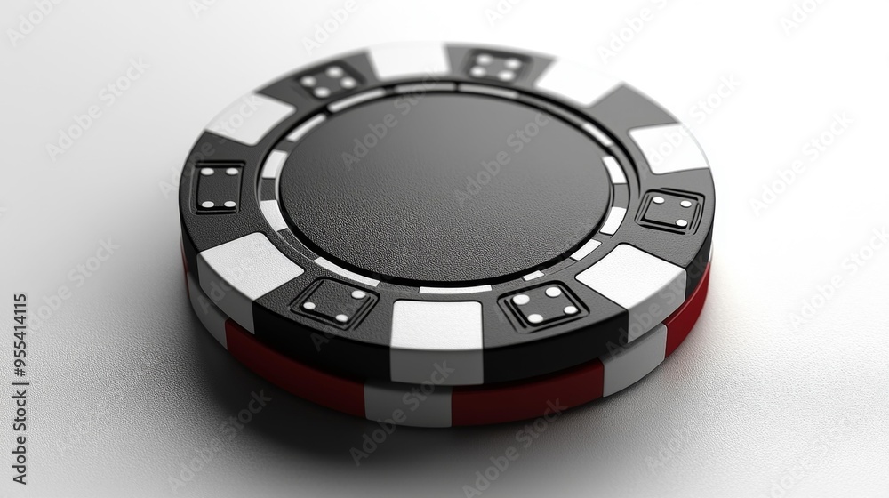 Black and White Poker Chip Close-Up Generative AI Black and White Poker Chip Close-Up Generative AI