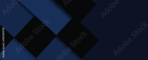 Randomly shifted black cube boxes blocks background wallpaper banner with copy space. vector