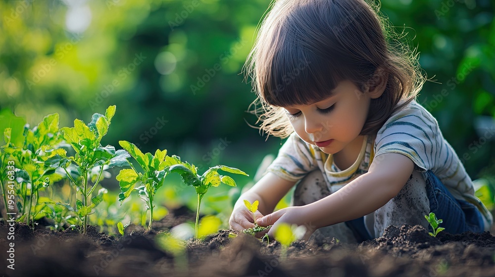 A child planting seeds in a garden, symbolizing the importance of sustainable agriculture and food education on World Food Day. A child planting seeds in a garden, symbolizing the importance of sustainable agriculture and food education on World Food Day.