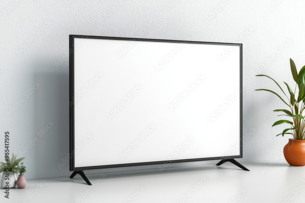 Naklejka premium TV screen mockup on isolated background created with Generative AI