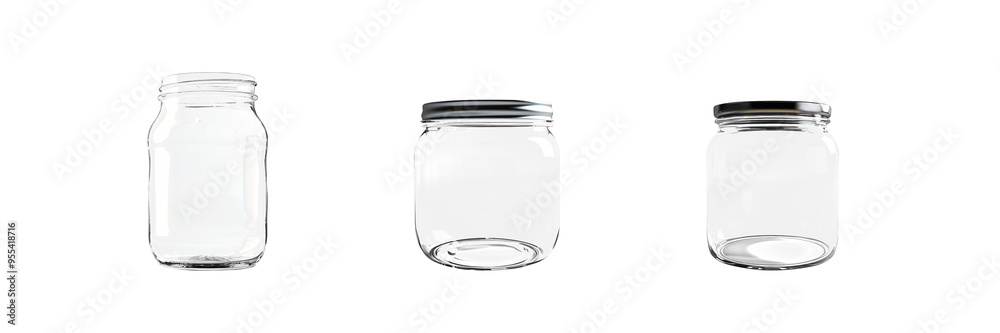 Empty Clear Transparent Glass Jar on a Transparent Background Empty Clear Transparent Glass Jar on a Transparent Background
