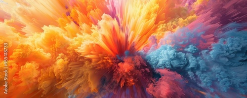 Vivid abstract color explosion with dynamic effects, 4K hyperrealistic photo