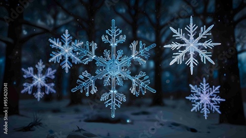 Intricately Detailed Snowflake in a Winter Wonderland. Generated AI
