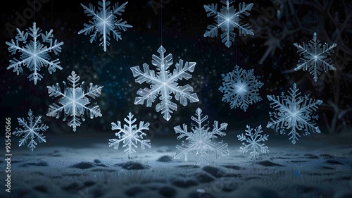 Intricately Detailed Snowflake in a Winter Wonderland. Generated AI