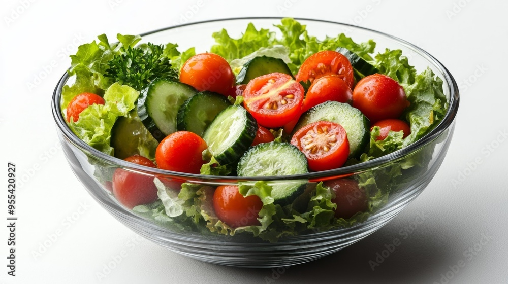 Fresh Garden Salad in Glass Bowl Generative AI Fresh Garden Salad in Glass Bowl Generative AI