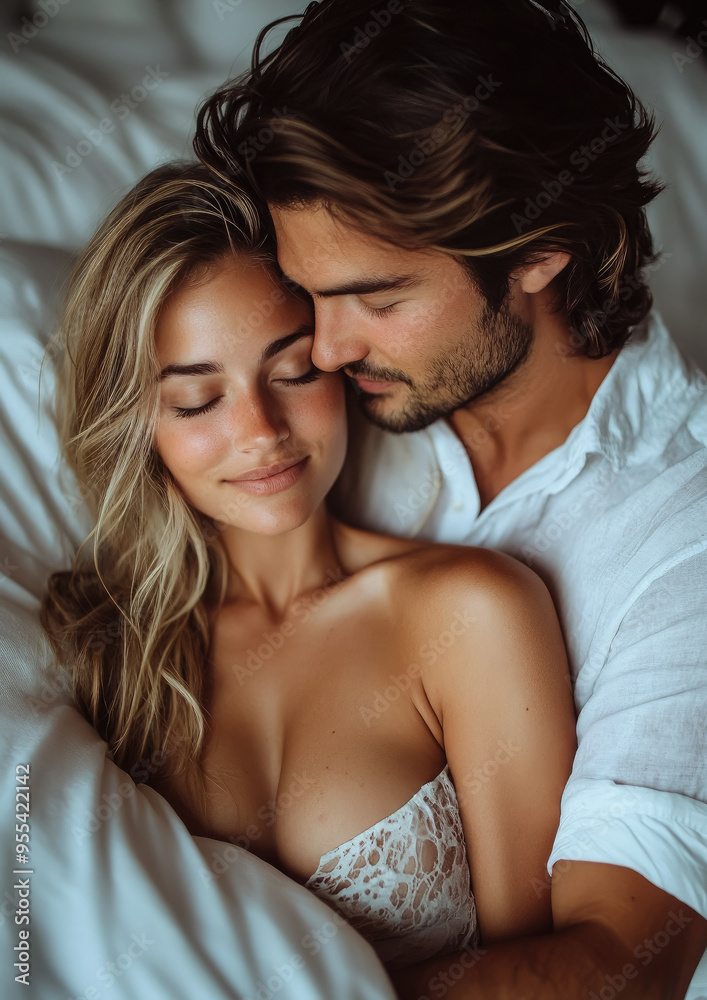 beautiful man and woman hugging on white sheets in bed, love, passion, couple, lovers, girl and boy, portrait, hugs, romance, tenderness, sex, relationship, embrace, sexuality, body, face, together beautiful man and woman hugging on white sheets in bed, love, passion, couple, lovers, girl and boy, portrait, hugs, romance, tenderness, sex, relationship, embrace, sexuality, body, face, together