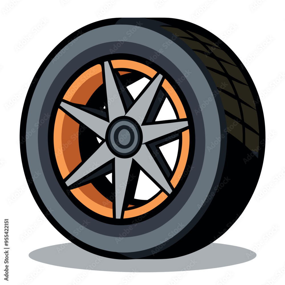 Fototapeta premium Car Tire Vector Illustration
