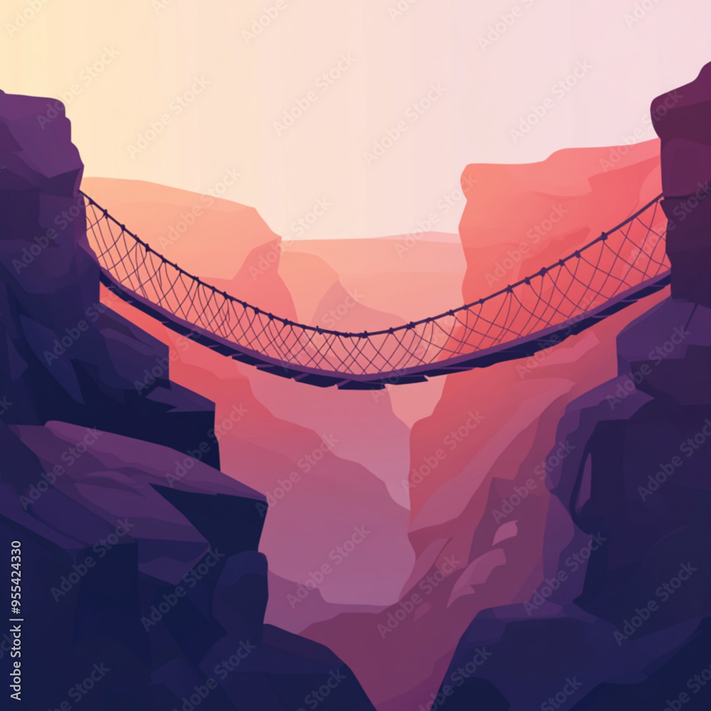 Fototapeta premium A rope bridge hanging over a canyon