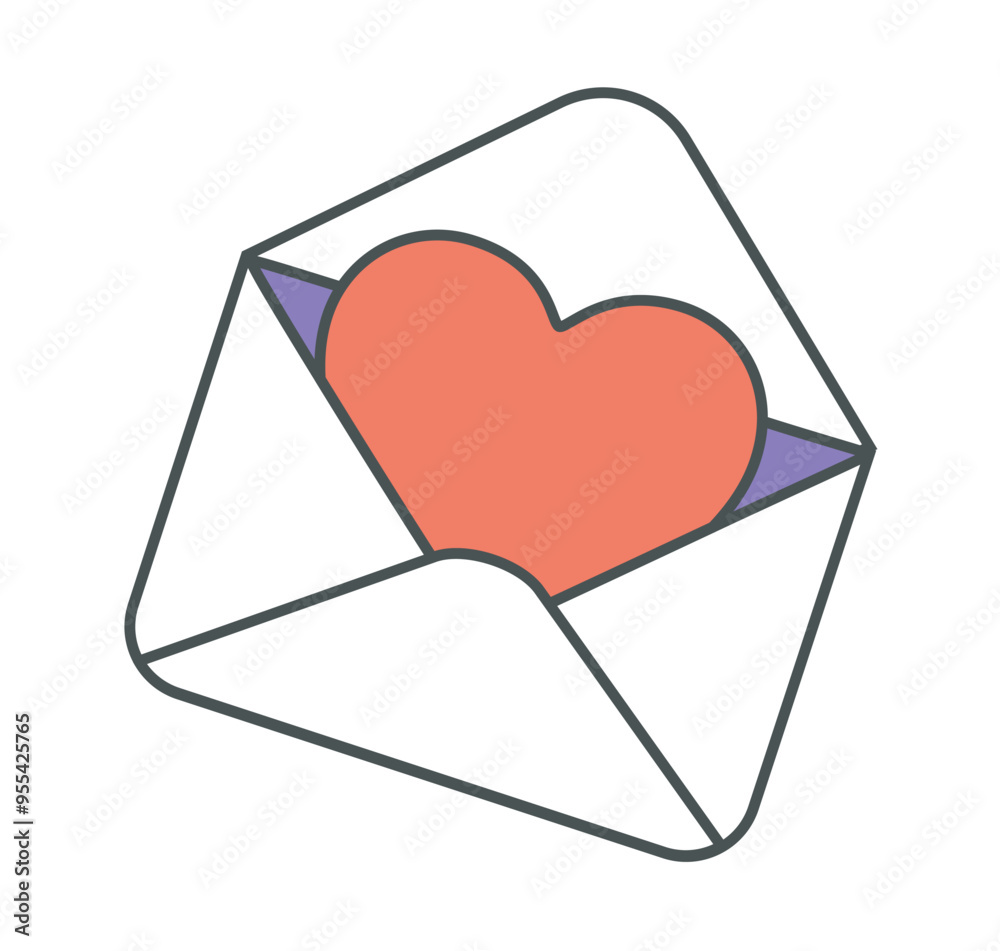 Love letter envelope with heart icon flat vector illustration romantic love message symbol paper letter with heart Love letter envelope with heart icon flat vector illustration romantic love message symbol paper letter with heart