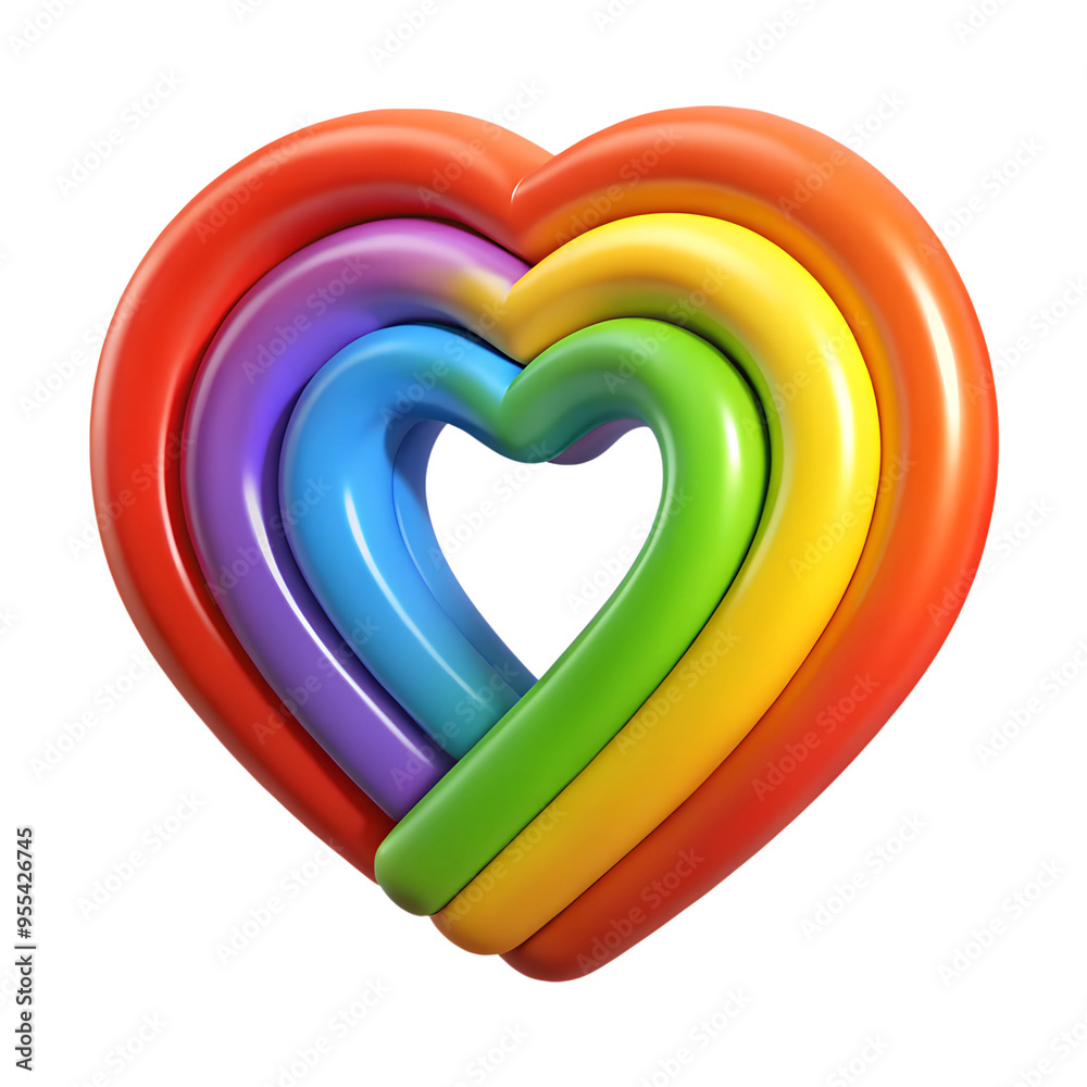 Obraz premium Rainbow lgbt heart isolated. LGBT Pride Month element 3d icon