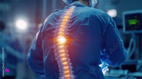 Spine of a patient undergoing medical treatment