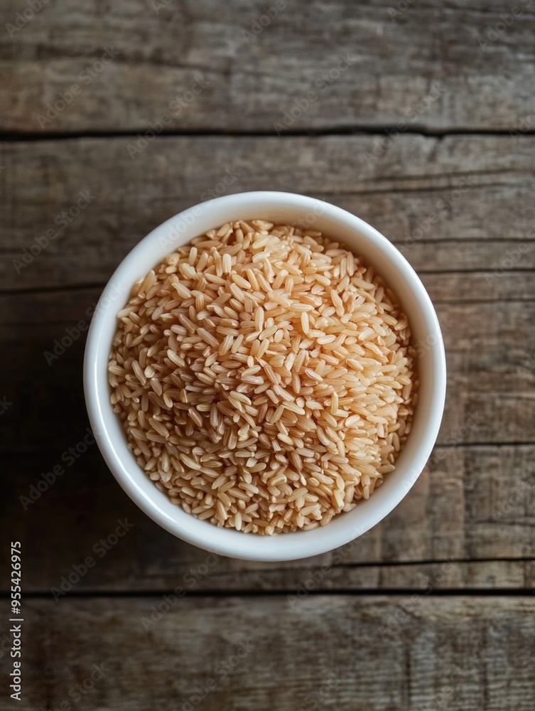 White Ceramic Bowl with Whole Grain Rice White Ceramic Bowl with Whole Grain Rice