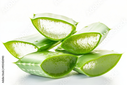Wallpaper Mural Fresh sliced aloe isolated on white background, Close up shot clear slimy aloe vera for beauty moisturizer, Succulent plant herb concept.	
 Torontodigital.ca