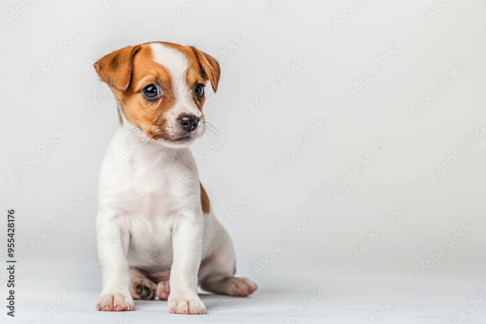 Sit jack russell puppy isolated on white background, Sit posture baby dog for advertisement commercial, Close up shot white dog concept. Sit jack russell puppy isolated on white background, Sit posture baby dog for advertisement commercial, Close up shot white dog concept.
