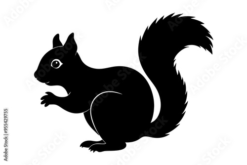  A wild animal squirrel silhouette vector art illustration