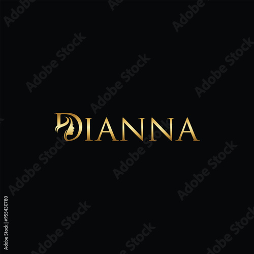 Dianna Name Beauty logo premium vector design