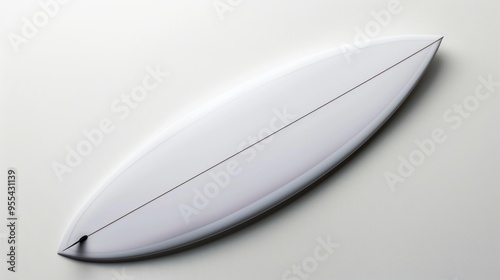 Sleek modern shortboard surfboard prominently displayed on a crisp white background for clarity