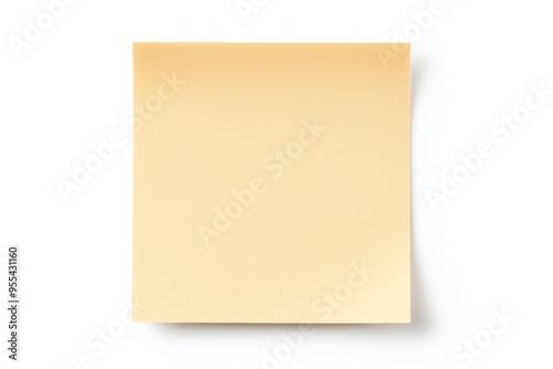 Beige blank post it sticky note isolated on white background photo