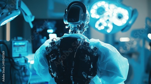 Futuristic Robot Surgeon in Operating Room