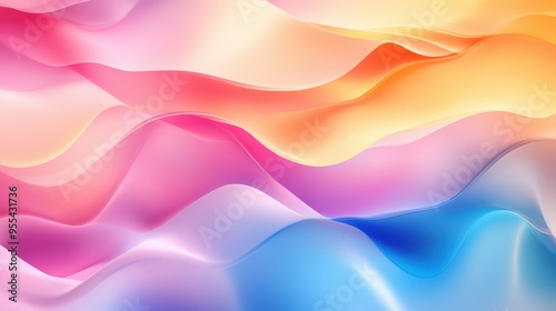 Colorful abstract waves flow gracefully in pastel hues during sunset