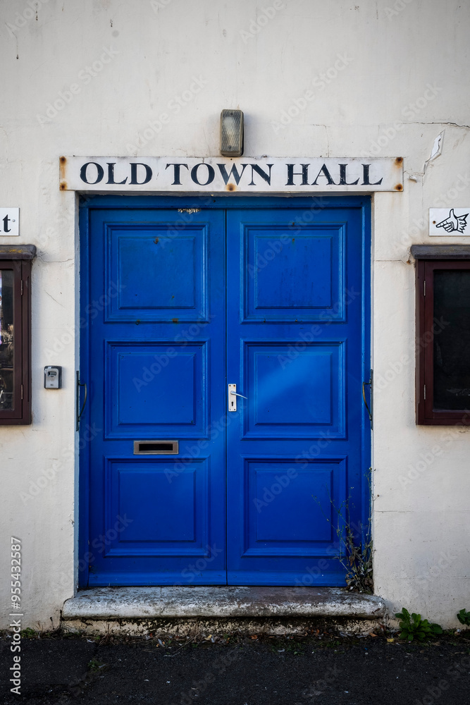 Old Town hall entrance in town in England Old Town hall entrance in town in England