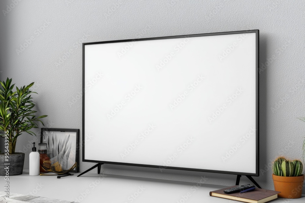 TV screen mockup on isolated background created with Generative AI TV screen mockup on isolated background created with Generative AI