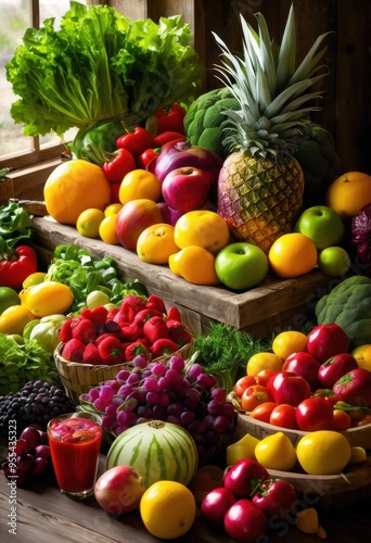 colorful fresh produce displayed clear safety labels enhanced visibility consumer awareness, fruits, vegetables, vibrant, organic, healthy, nutrition