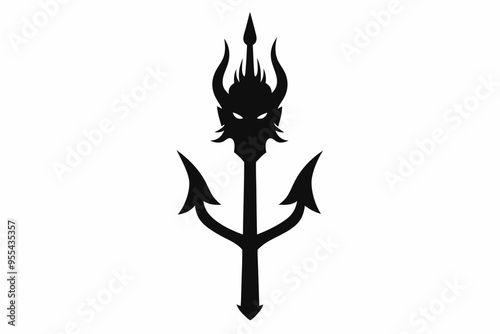 Poseidon tridents icon, Crossed harpoons silhouette vector

