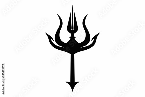 Poseidon tridents icon, Crossed harpoons silhouette vector

