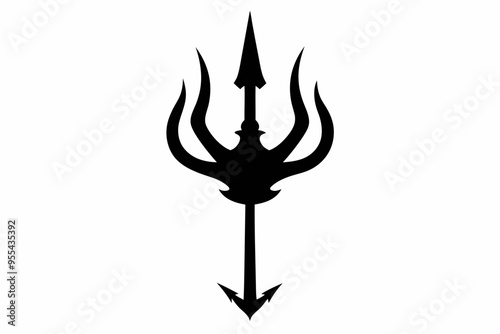 Poseidon tridents icon, Crossed harpoons silhouette vector

