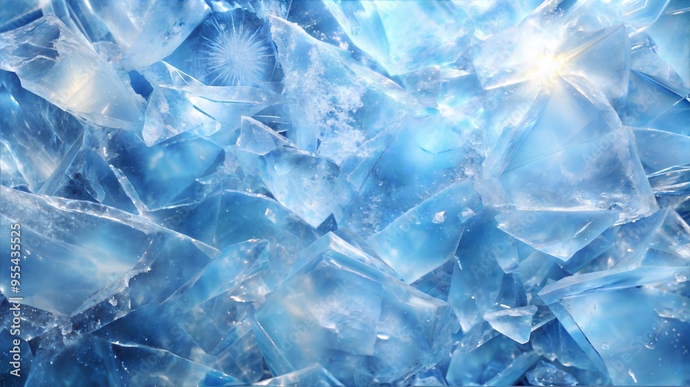 Translucent blue ice shards with a glimmering texture in a cool tone Translucent blue ice shards with a glimmering texture in a cool tone