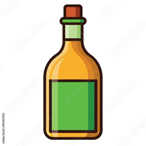 Minimalist Vinegar Bottle Vector Icon Design