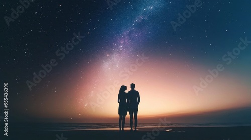 Starry Night Embrace: A Romantic Silhouette Under the Milky Way