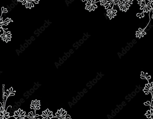 black background adorned with white lace designs create with ai
