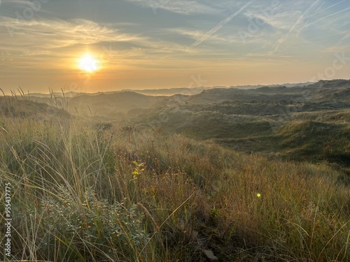 Sunrise in the dunes of Katwijk, The Netherlands