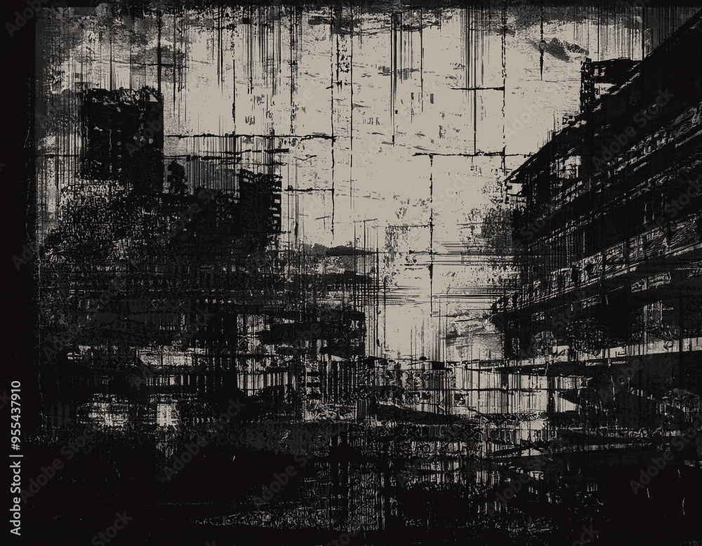 Obraz premium Gritty Urban Texture Abstract Rough Concrete Background with Distressed Industrial Dark City Vibe