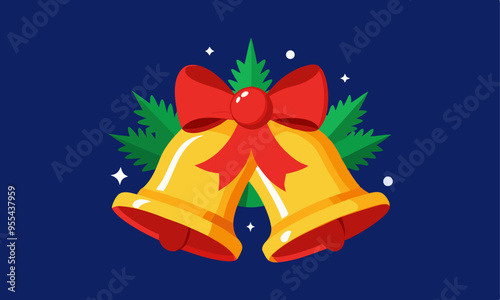 Download Christmas Bells With Red Ribbon Vector Svg File For Design. photo