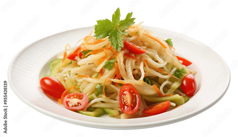 PNG Spicy Green Papaya Salad spaghetti noodle plate. PNG Spicy Green Papaya Salad spaghetti noodle plate.